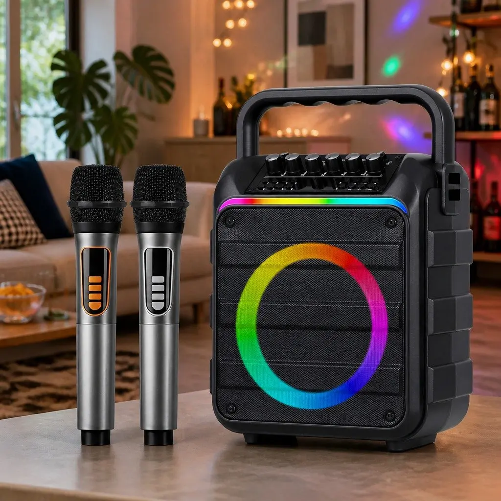 Portable Karaoke System with 2 Wireless Mics