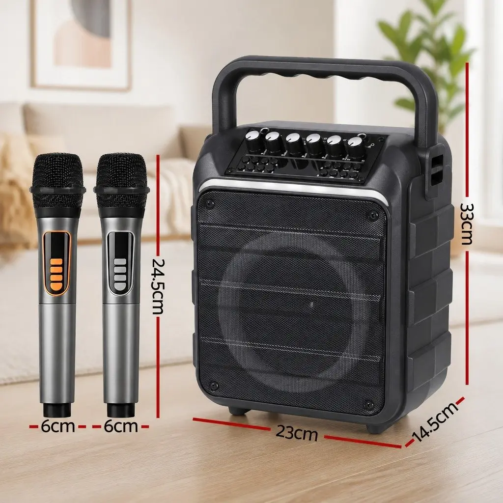 Portable Karaoke System with 2 Wireless Mics