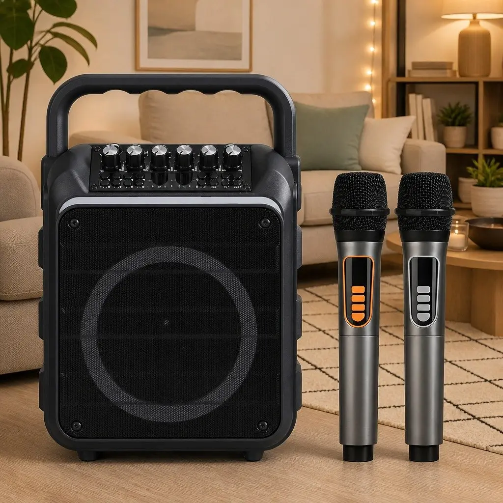 Portable Karaoke System with 2 Wireless Mics