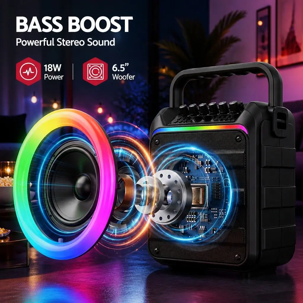 Portable Karaoke System with 2 Wireless Mics