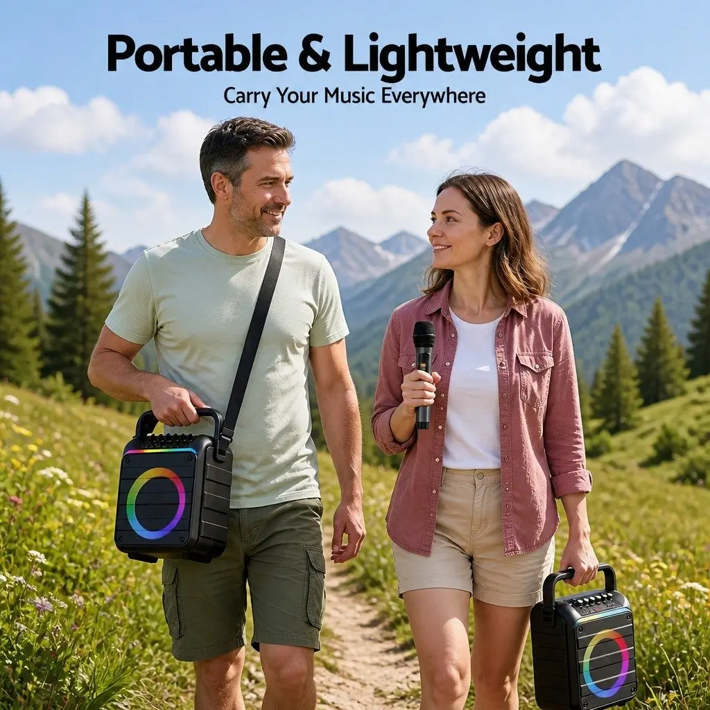 Portable Karaoke System with 2 Wireless Mics