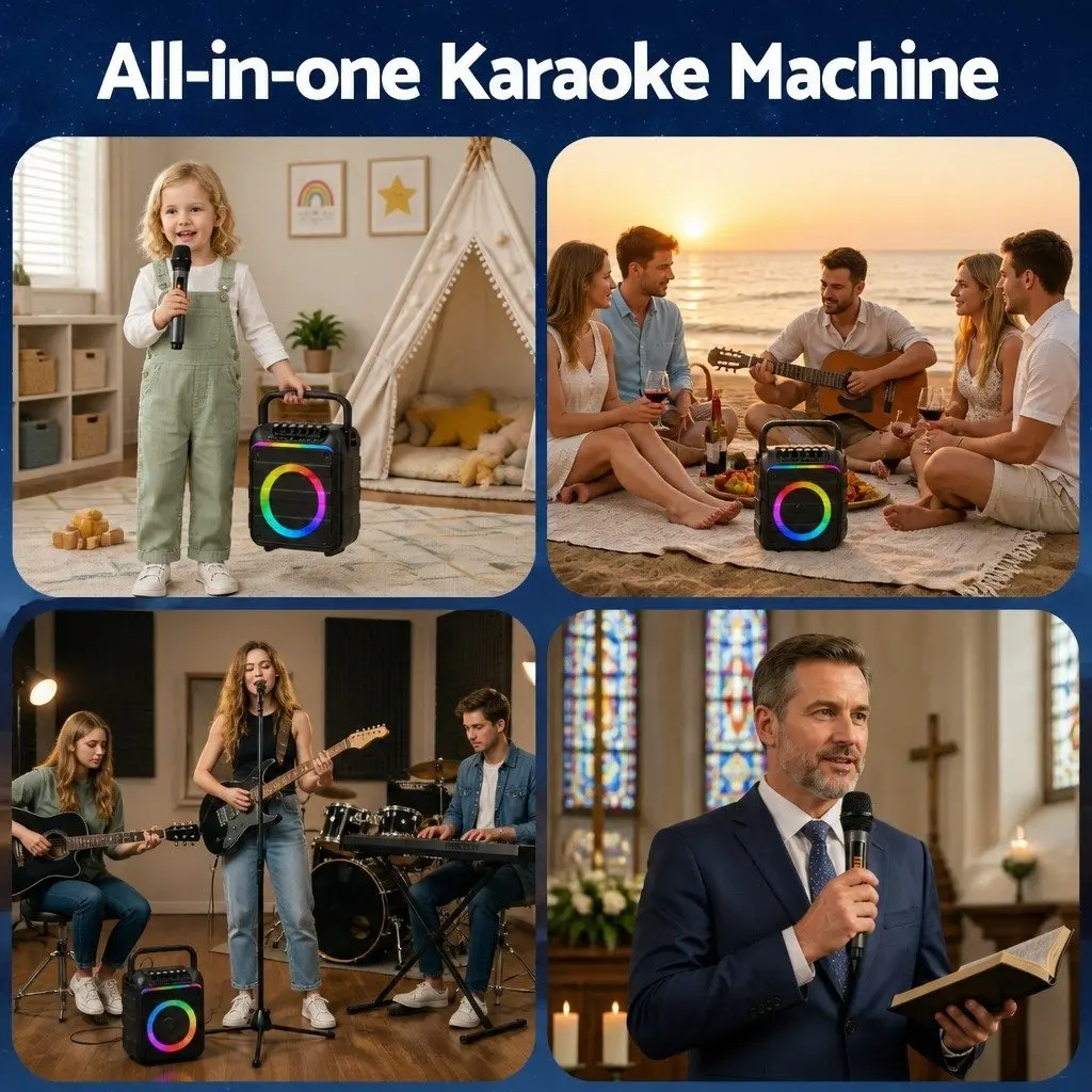 Portable Karaoke System with 2 Wireless Mics
