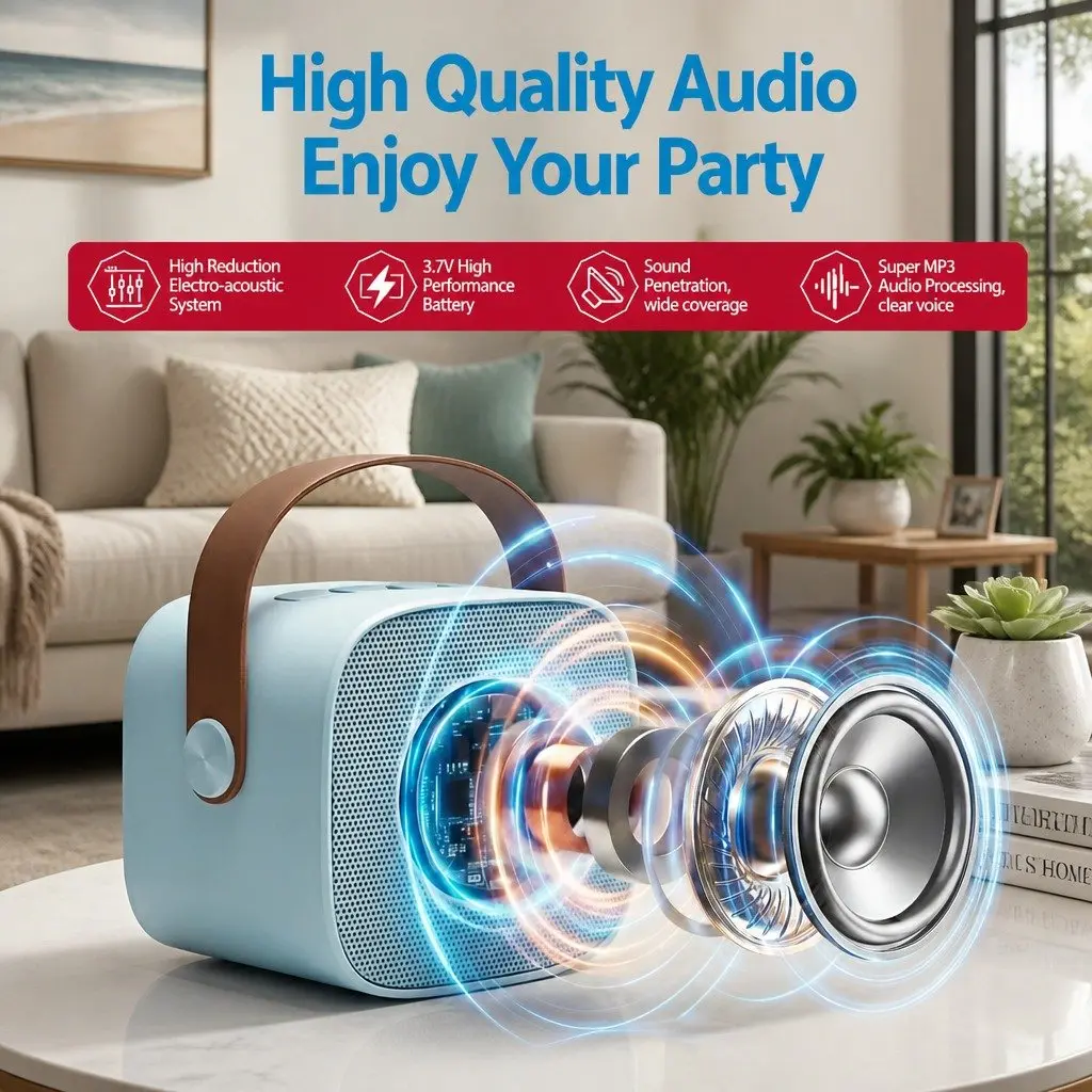 Karaoke Machine with Dual Wireless Microphones & Bluetooth