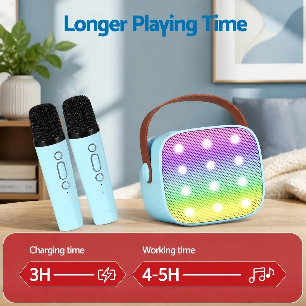 Karaoke Machine with Dual Wireless Microphones & Bluetooth