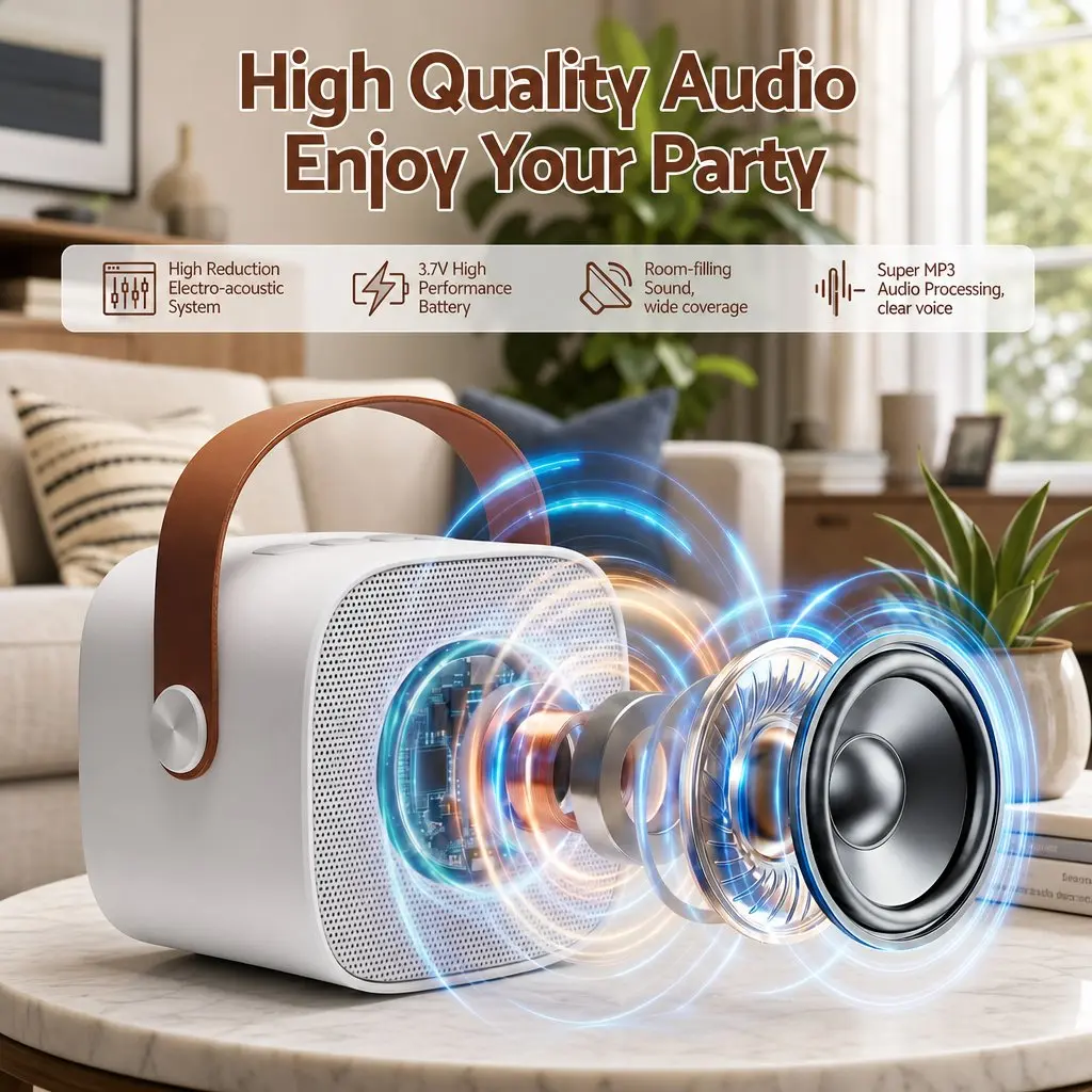 Mini Portable Karaoke Machine with 2 Microphones