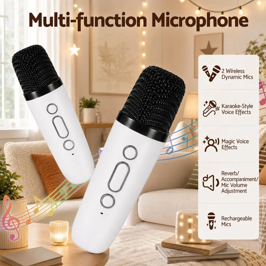Mini Portable Karaoke Machine with 2 Microphones