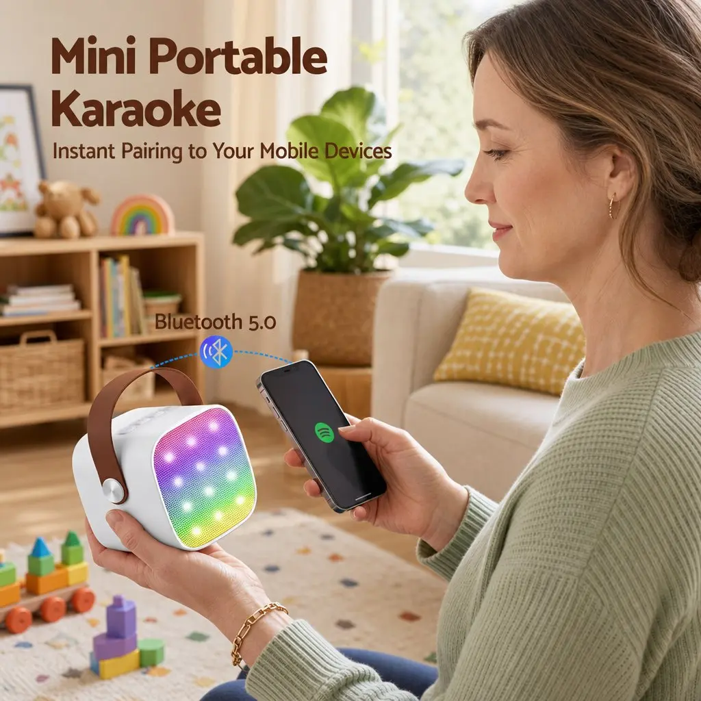 Mini Portable Karaoke Machine with 2 Microphones