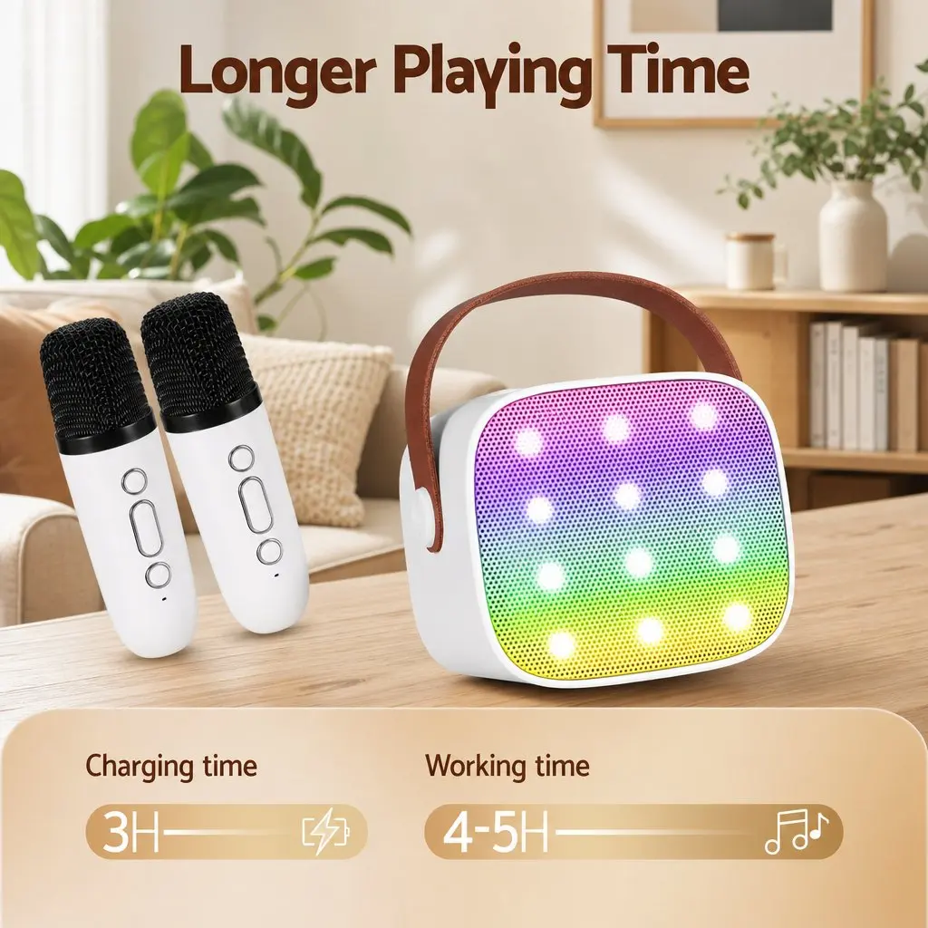 Mini Portable Karaoke Machine with 2 Microphones