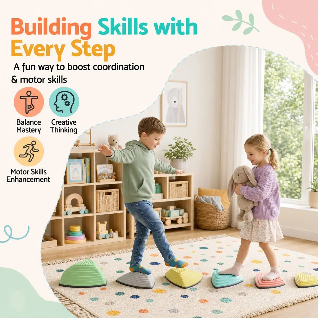 6 Piece Kids Stepping Stones for Balance Play