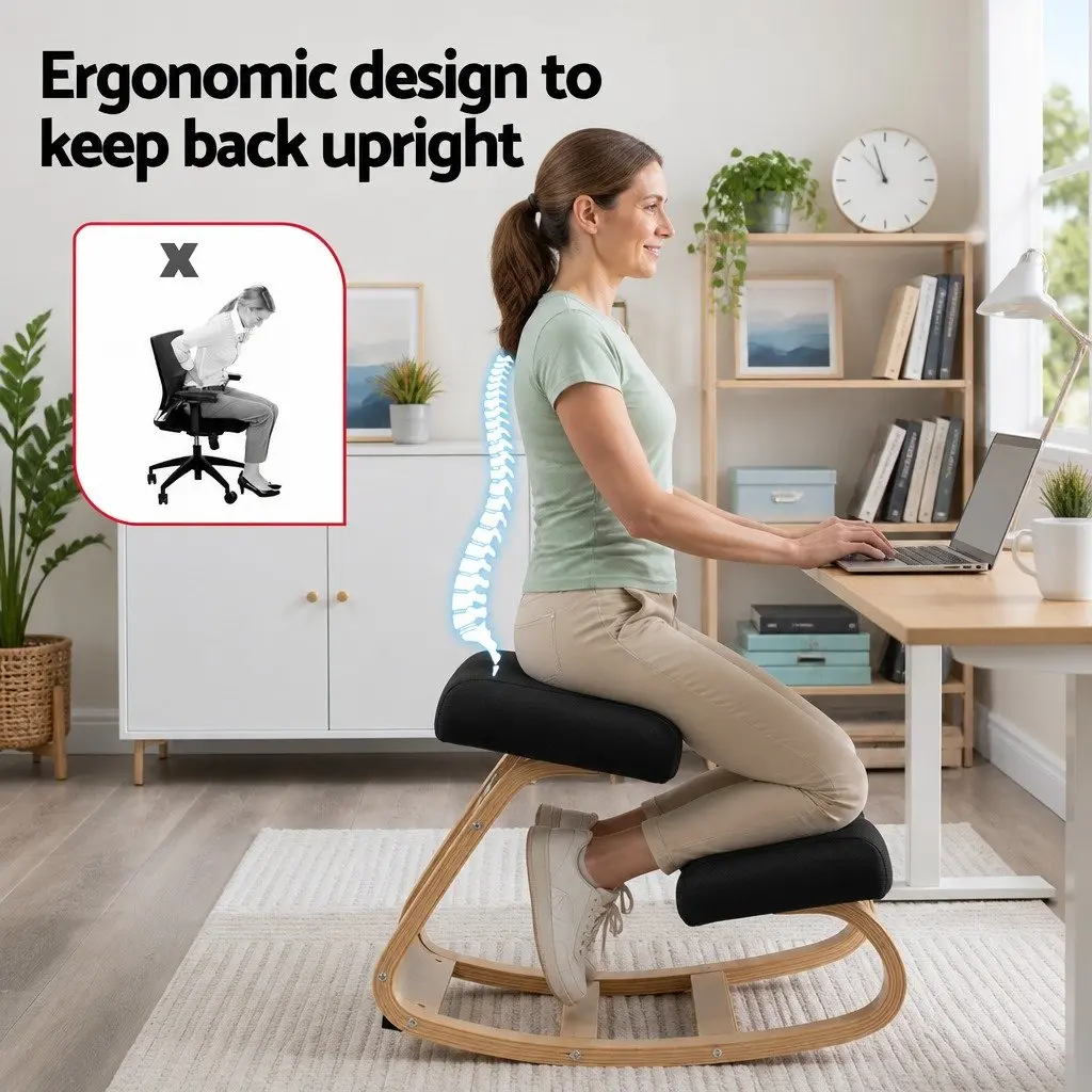 Kneeling Chair Memory Foam Ergonomic Posture Balance Stool Black