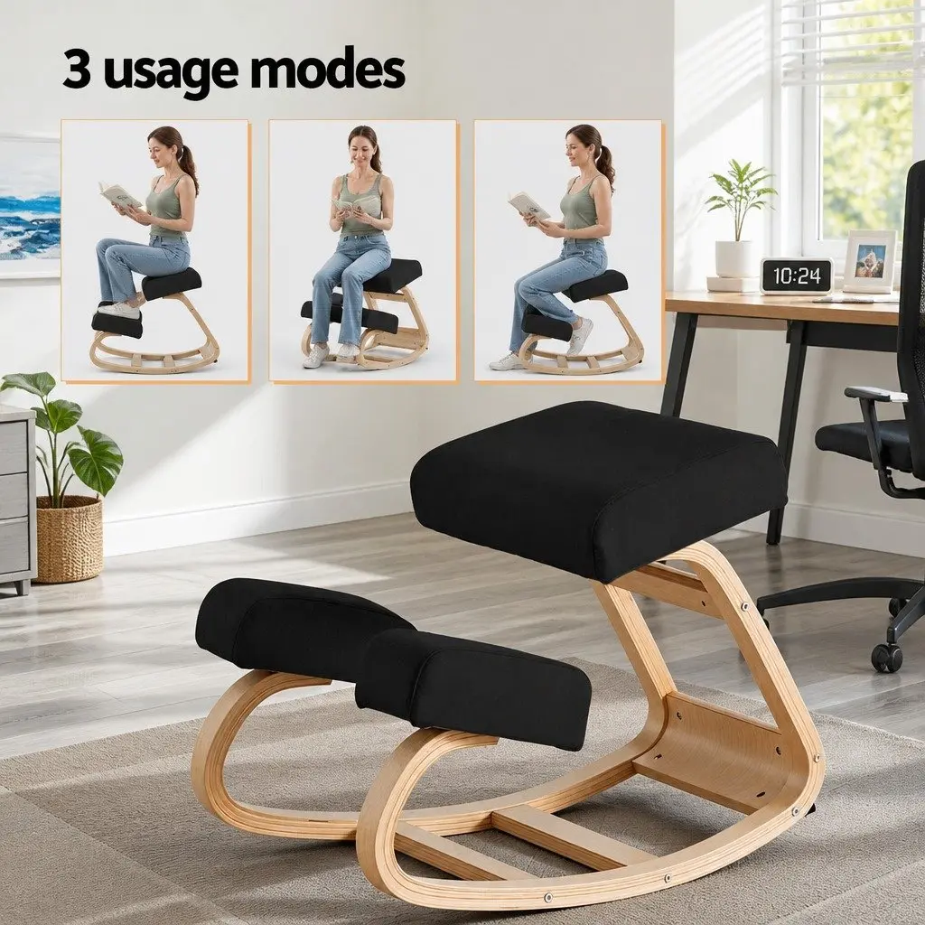 Kneeling Chair Memory Foam Ergonomic Posture Balance Stool Black