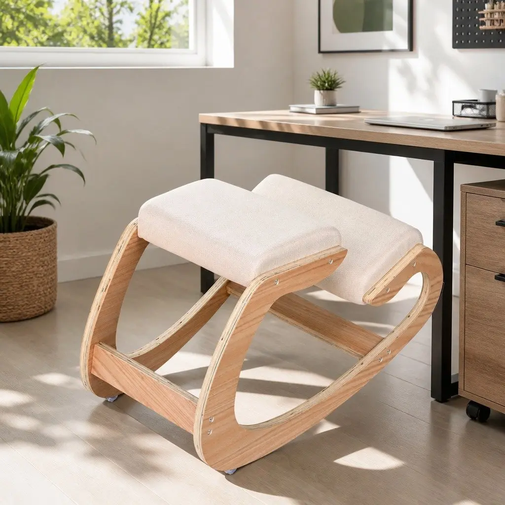 Kneeling Chair Memory Foam Steel 54.5 x 84 x 56cm Beige