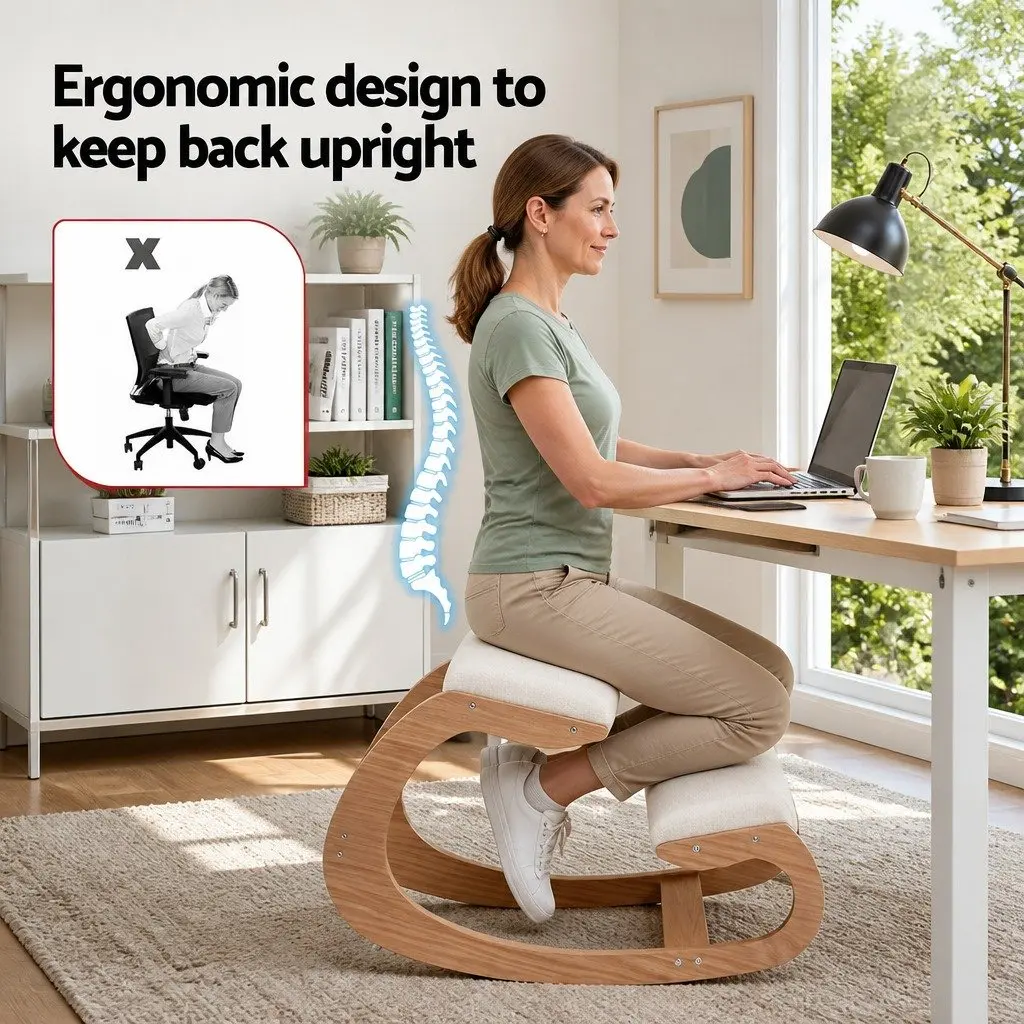 Kneeling Chair Memory Foam Steel 54.5 x 84 x 56cm Beige