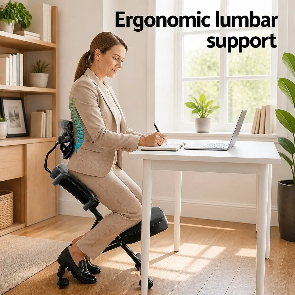 Kneeling Chair Ergonomic Office Home Knee Seat Posture Support Mesh Back Rest