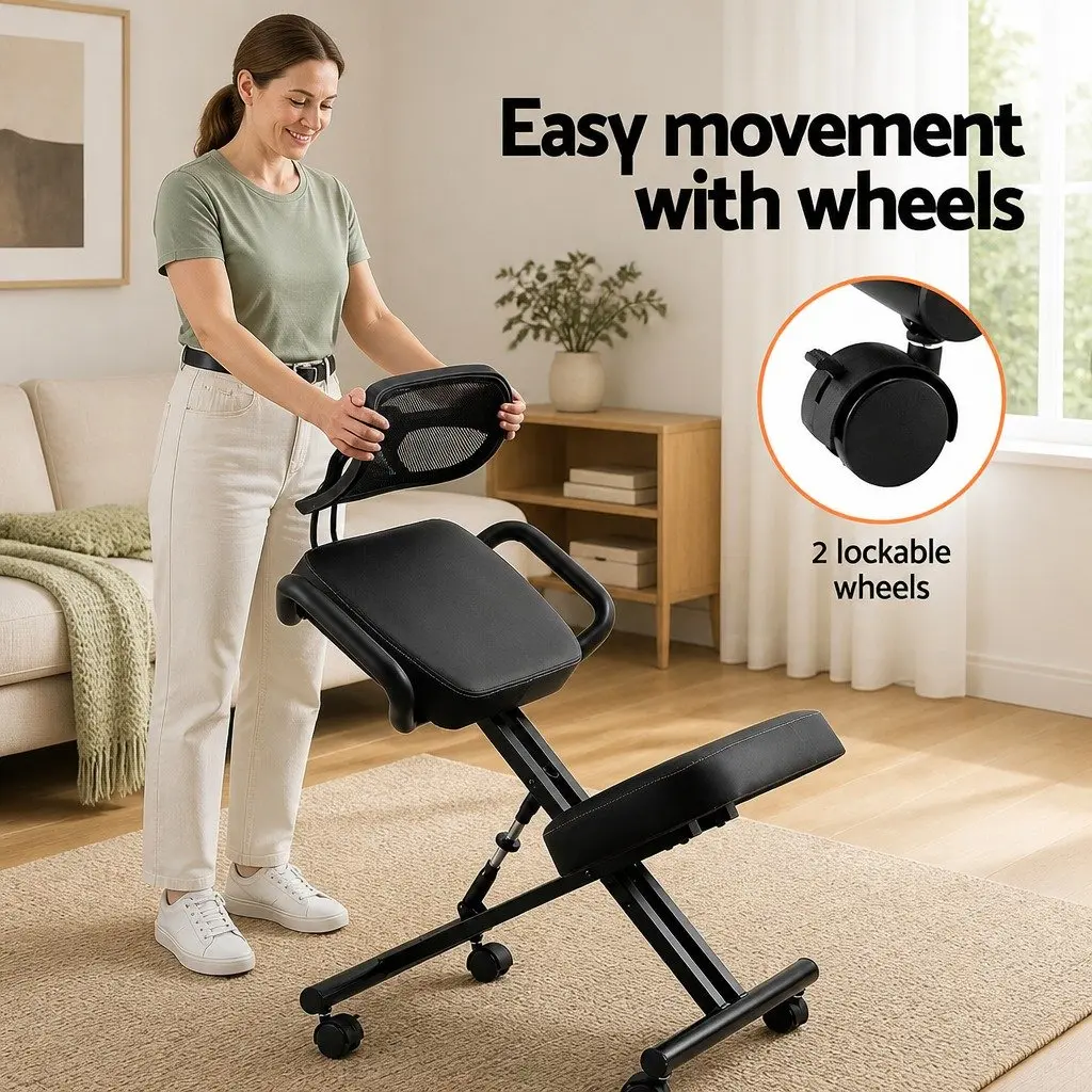 Kneeling Chair Ergonomic Office Home Knee Seat Posture Support Mesh Back Rest