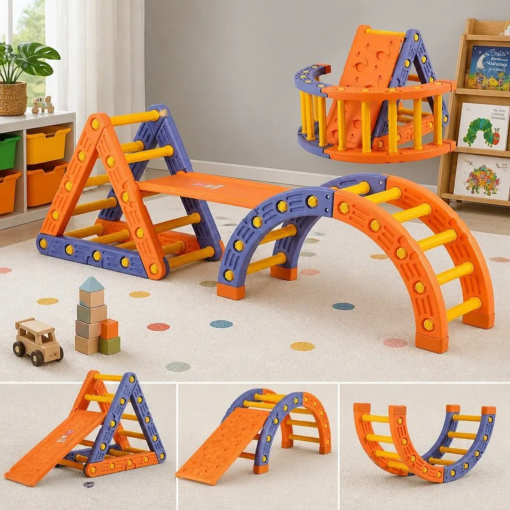Kids Climbing Frame Set Plastic 210cm Blue and Orange