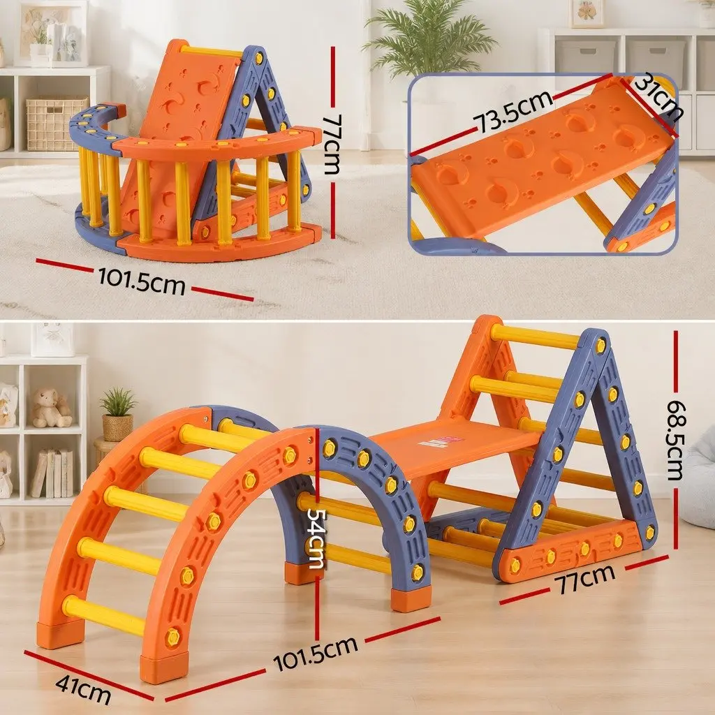 Kids Climbing Frame Set Plastic 210cm Blue and Orange