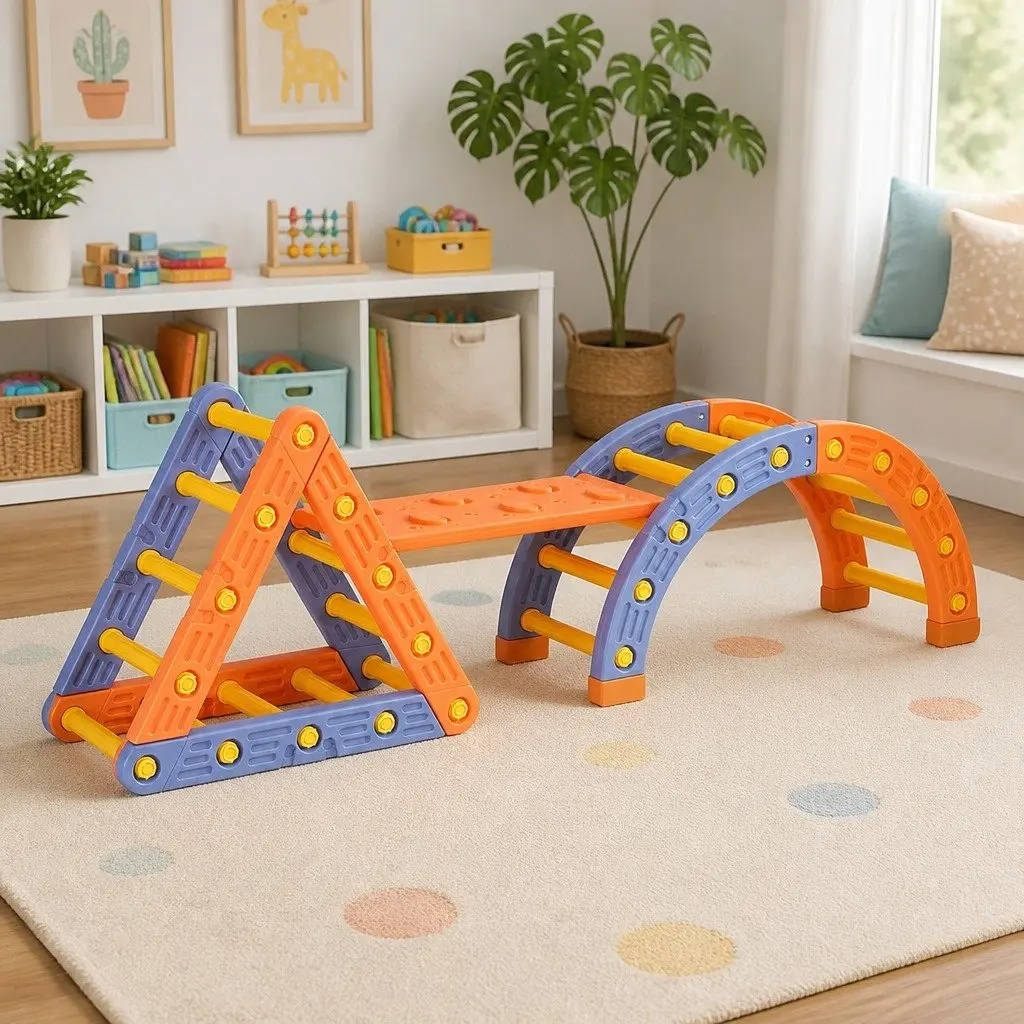 Kids Climbing Frame Set Plastic 210cm Blue and Orange