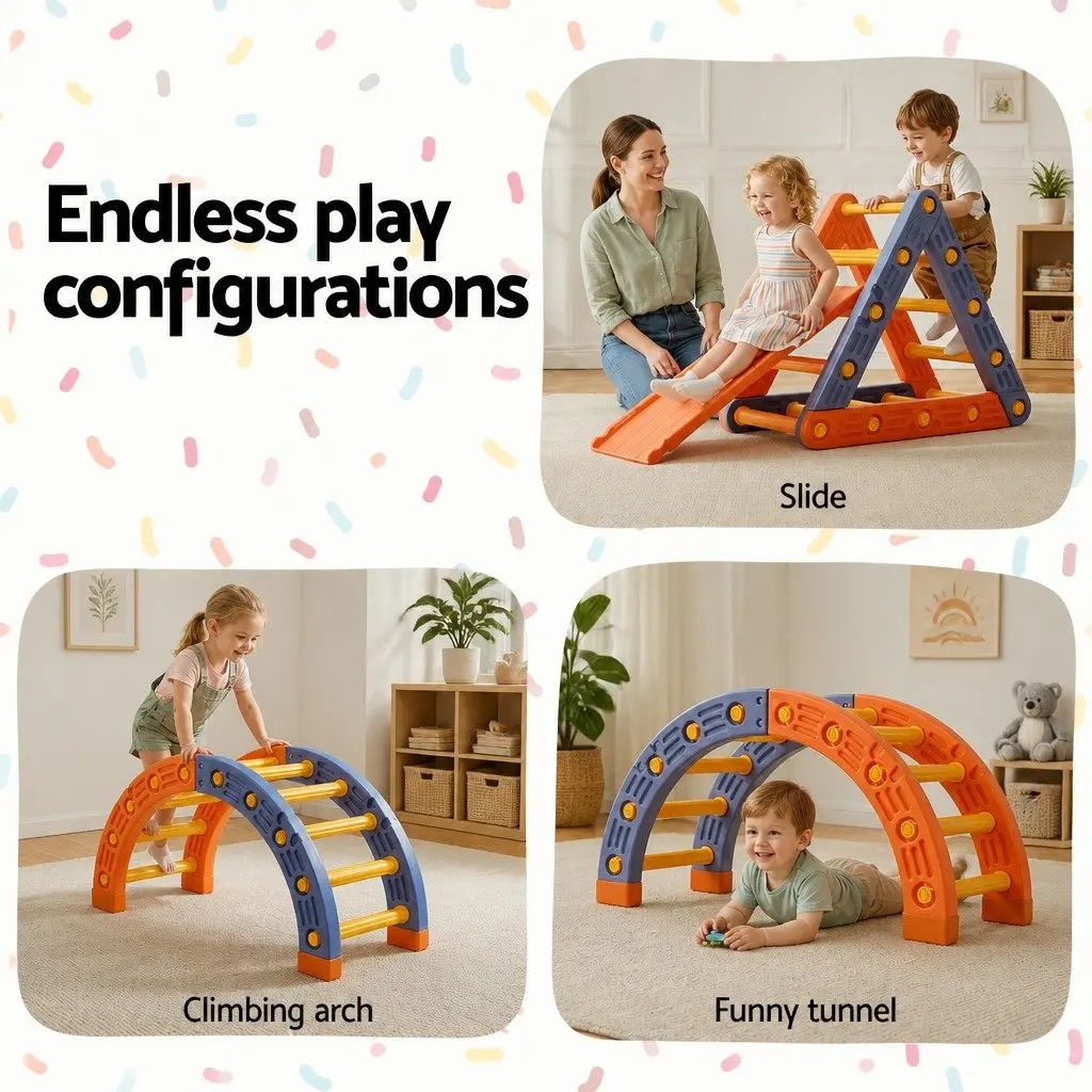 Kids Climbing Frame Set Plastic 210cm Blue and Orange