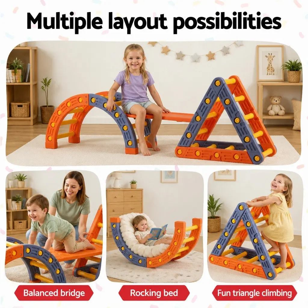 Kids Climbing Frame Set Plastic 210cm Blue and Orange