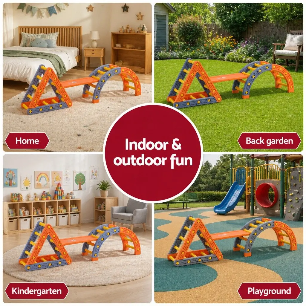 Kids Climbing Frame Set Plastic 210cm Blue and Orange