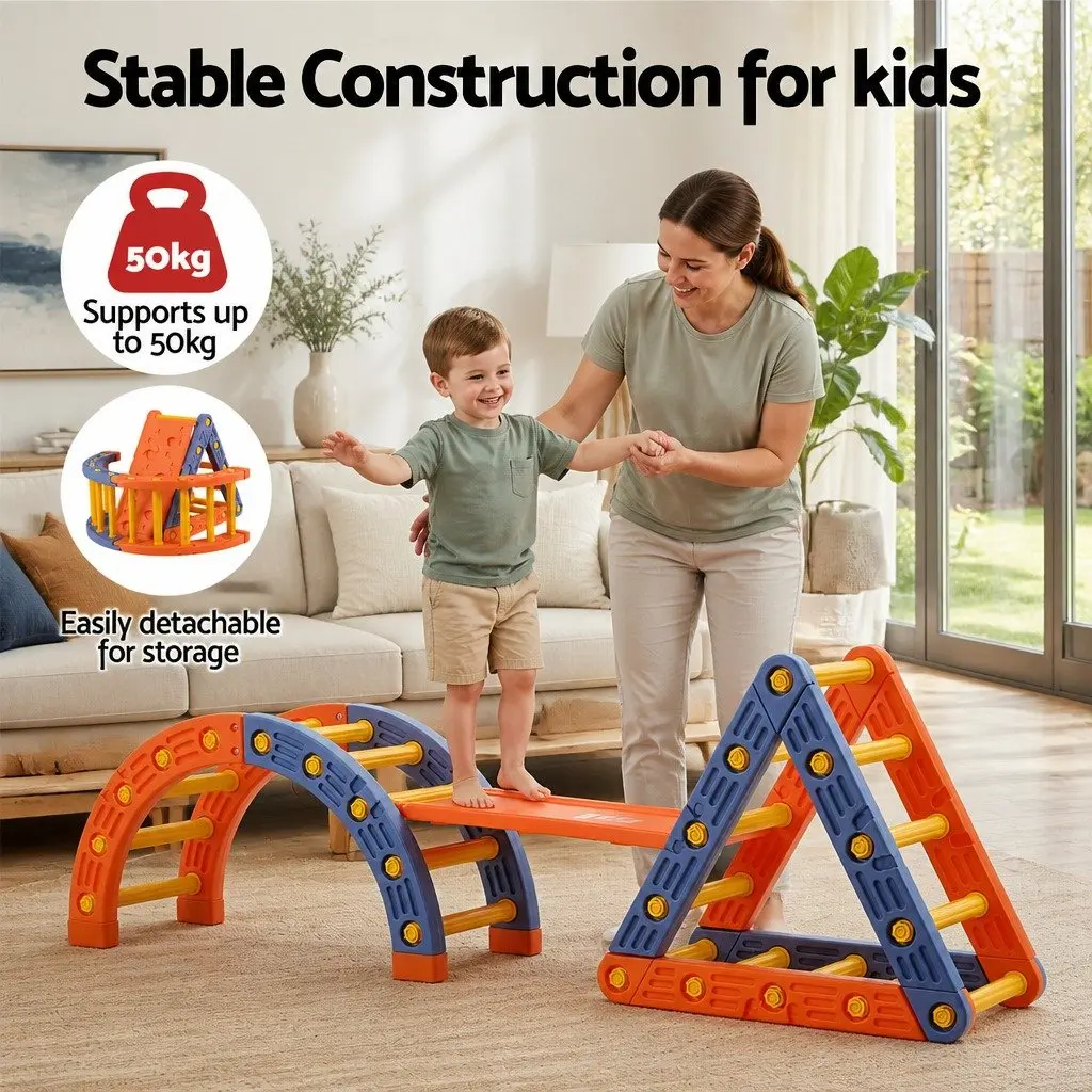 Kids Climbing Frame Set Plastic 210cm Blue and Orange