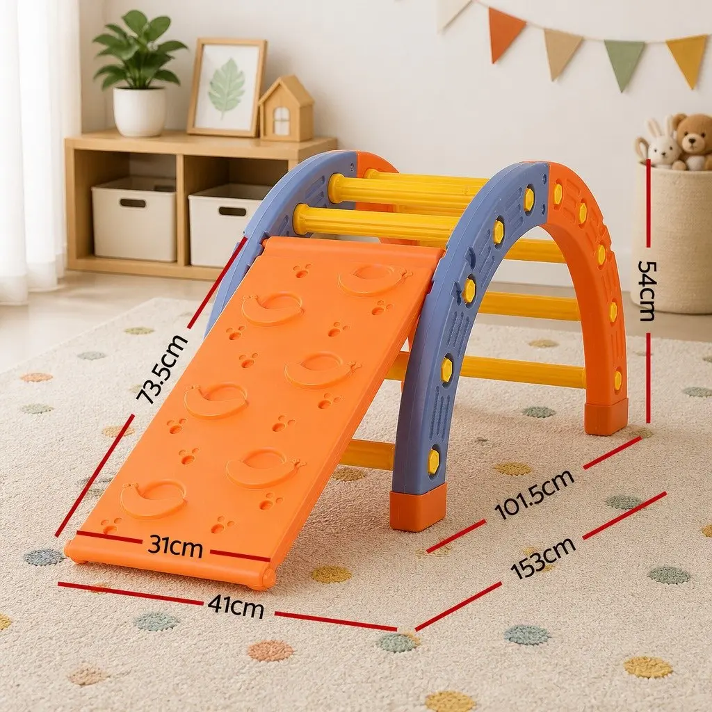 Climbing Frame Set HDPE Plastic 153cm x 41cm x 54cm Orange and Blue