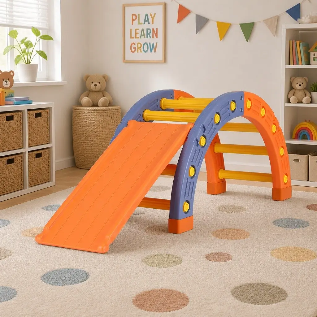 Climbing Frame Set HDPE Plastic 153cm x 41cm x 54cm Orange and Blue