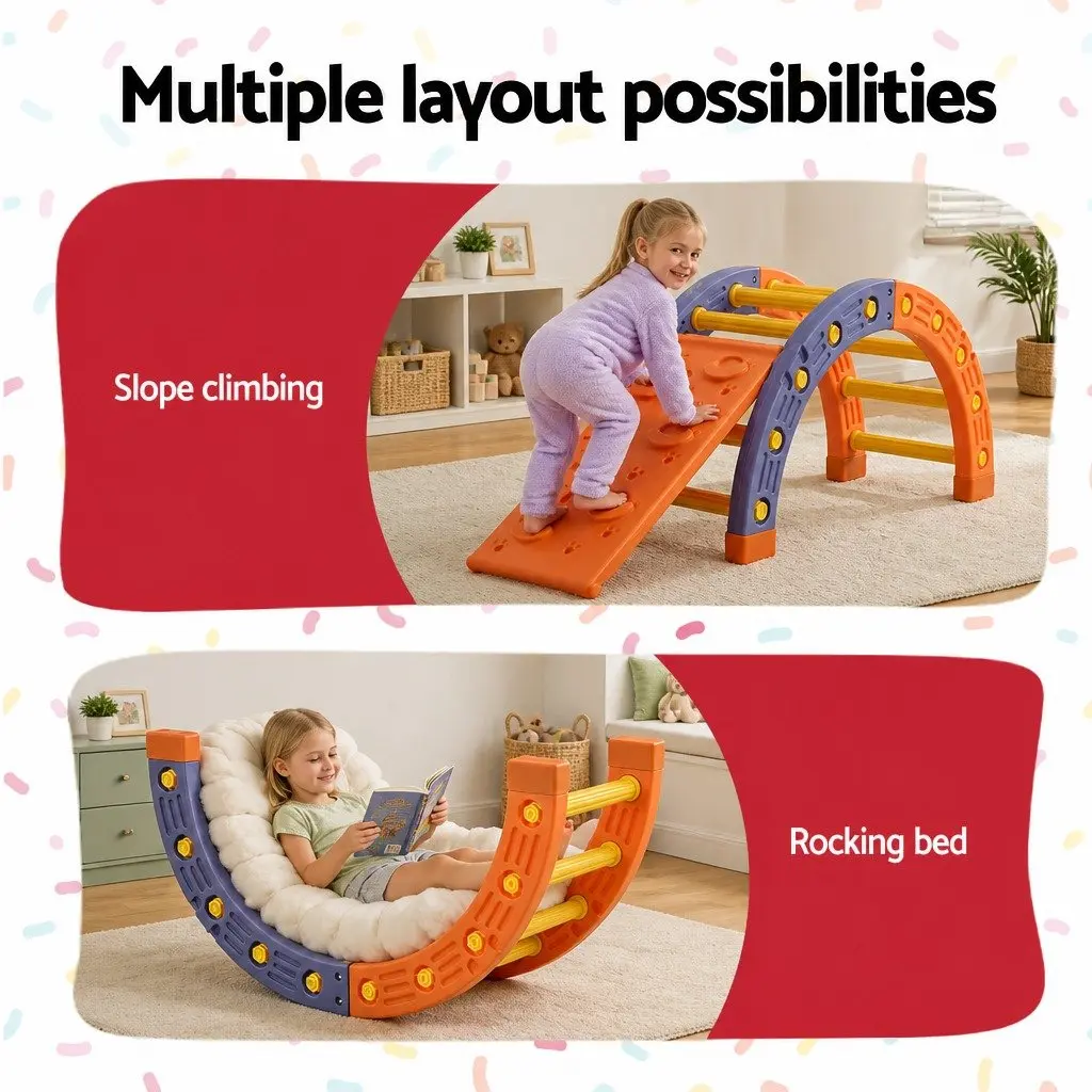 Climbing Frame Set HDPE Plastic 153cm x 41cm x 54cm Orange and Blue