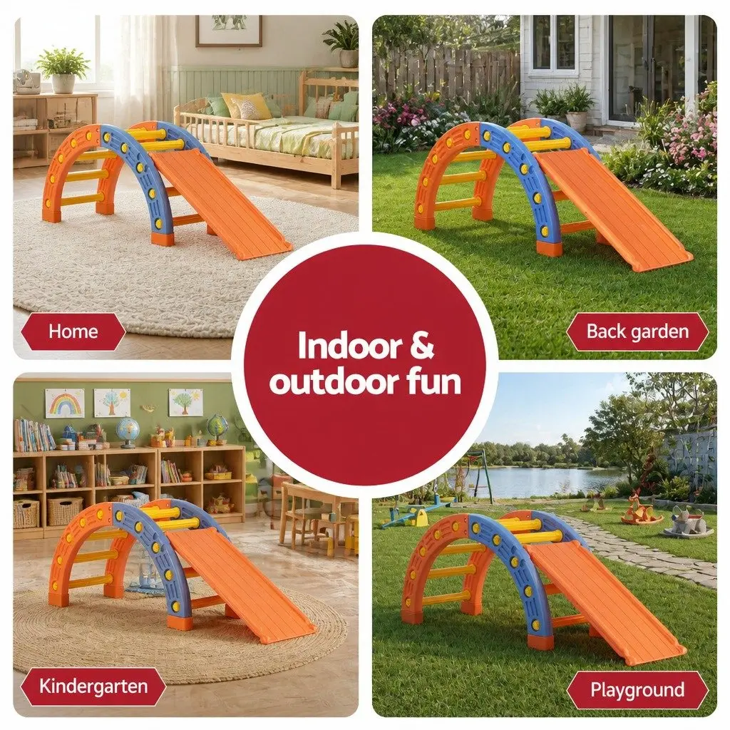 Climbing Frame Set HDPE Plastic 153cm x 41cm x 54cm Orange and Blue