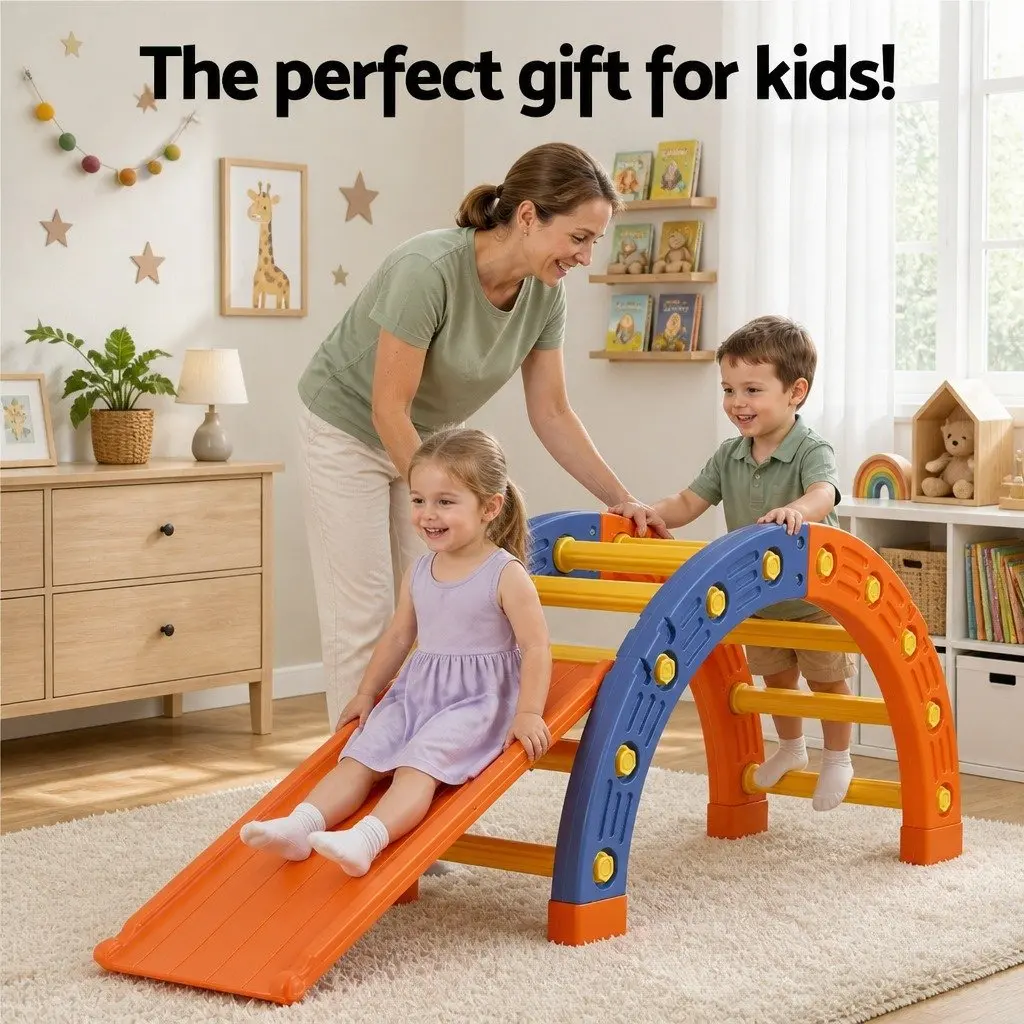 Climbing Frame Set HDPE Plastic 153cm x 41cm x 54cm Orange and Blue