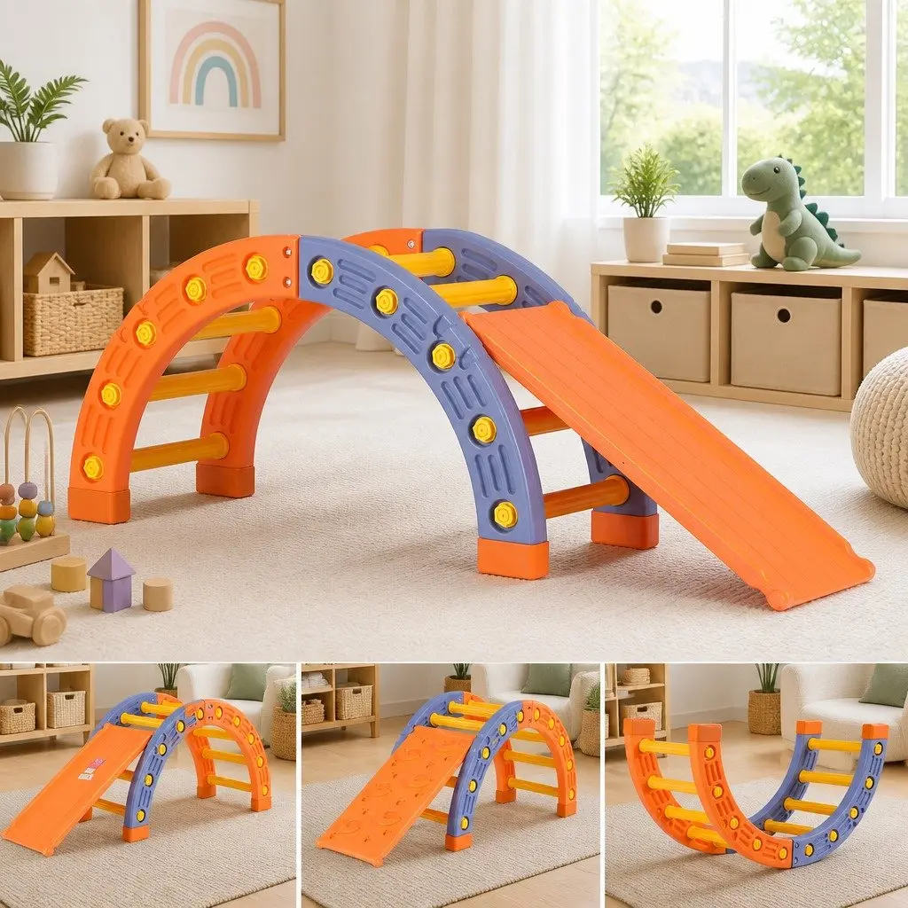 Climbing Frame Set HDPE Plastic 153cm x 41cm x 54cm Orange and Blue