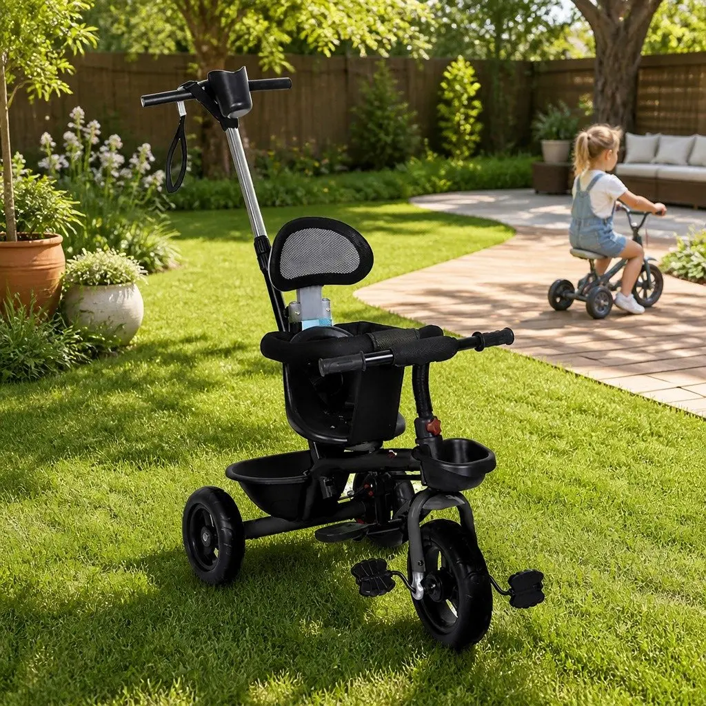 Kids Tricycle with Storage and Push Handle