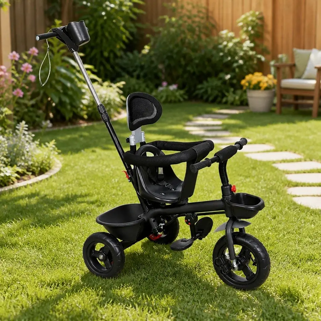 Kids Tricycle with Storage and Push Handle