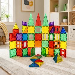 60-Piece Magnetic Building Tiles Set for Kids