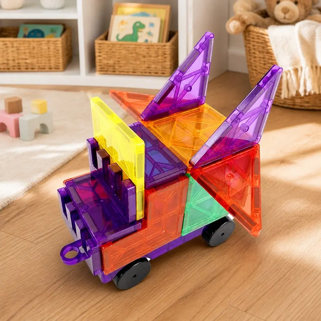 Building Blocks Magnetic Tiles Set ABS Multi-colour 60 Piece