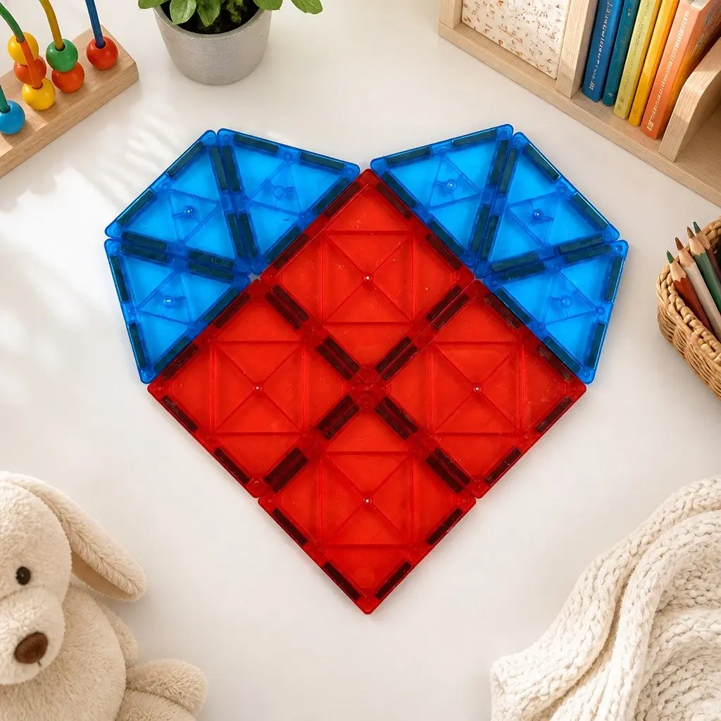 Building Blocks Magnetic Tiles Set ABS Multi-colour 60 Piece