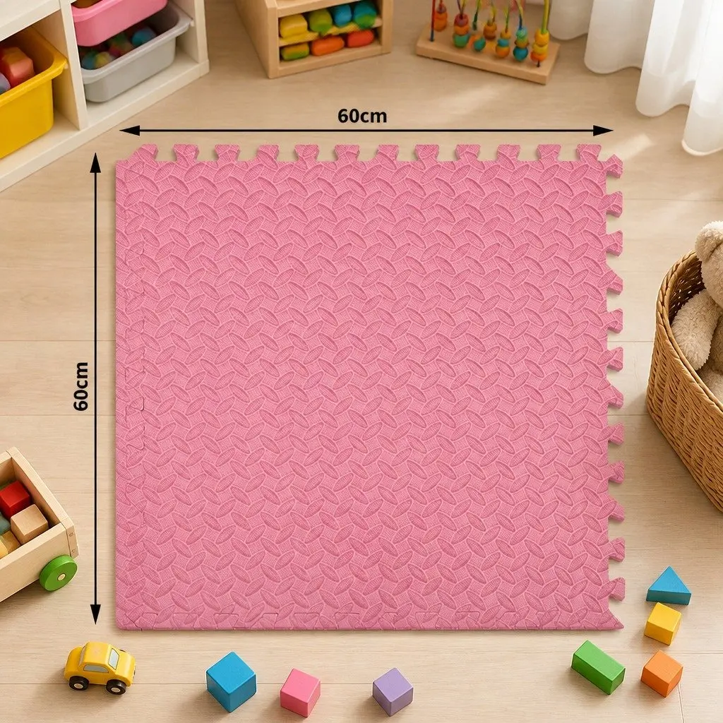 Kids EVA Foam Play Mat Floor Tiles Soft Interlocking Puzzle Mats Pink 4 Pack