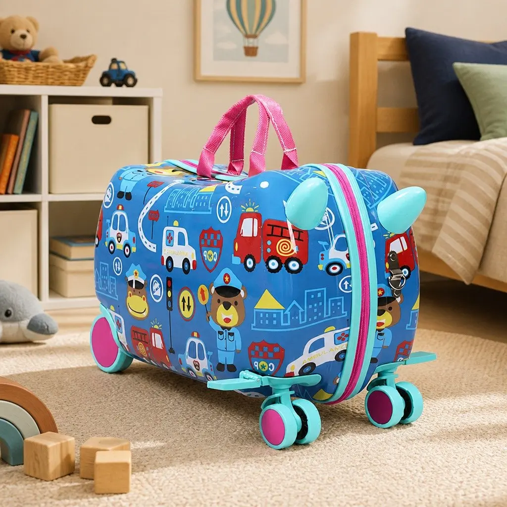 Kids Ride On Suitcase ABS Multi-coloured 47cm W x 23.5cm D x 31cm H