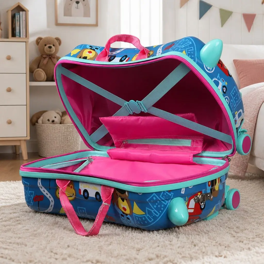 Kids Ride On Suitcase ABS Multi-coloured 47cm W x 23.5cm D x 31cm H
