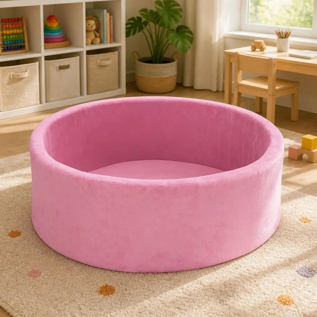 Ball Pit Soft Velvet Portable Foldable Indoor Pink 90cm