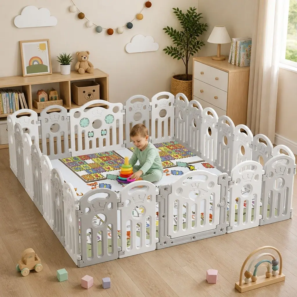 Kids Playpen HDPE 60cm Grey Yellow