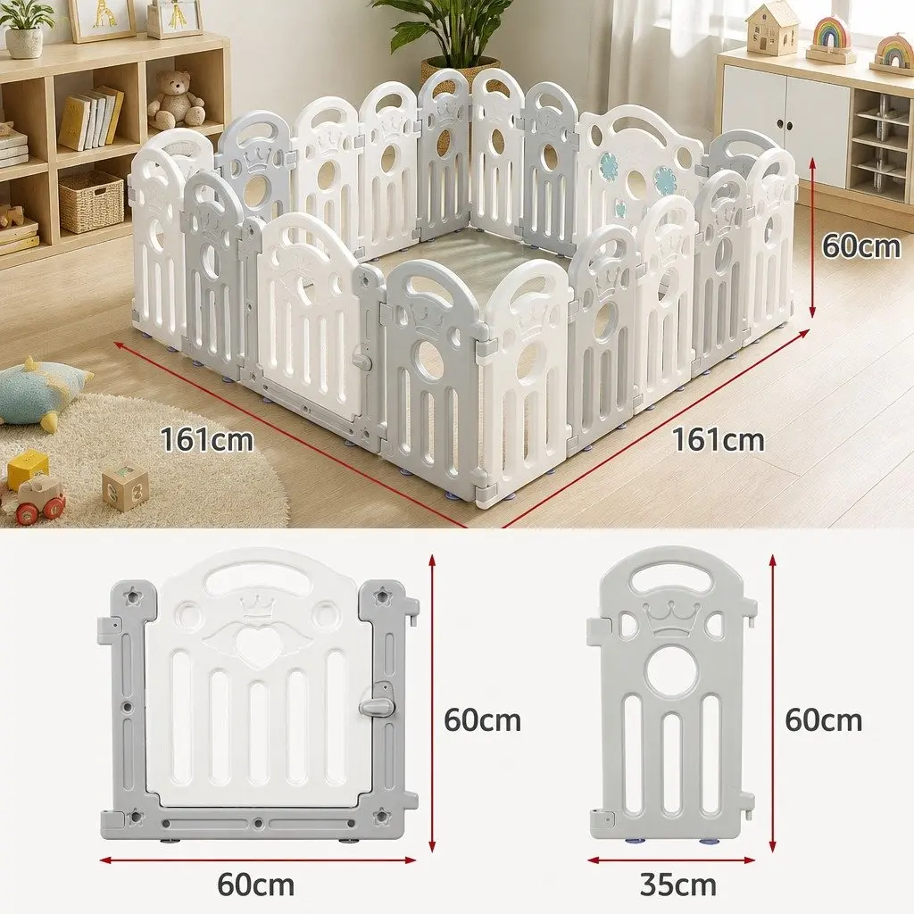 18-Panel Kids Playpen Safety Gate for Toddlers