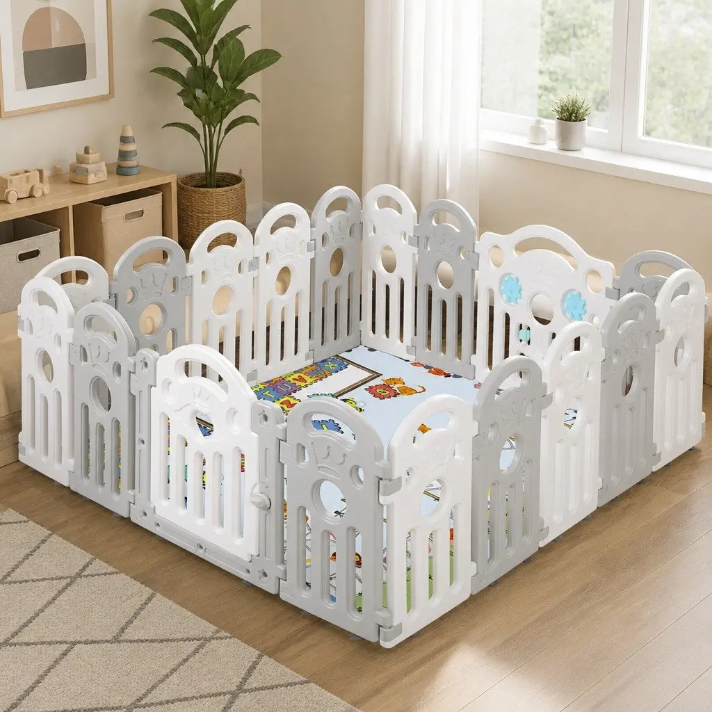 18-Panel Kids Playpen Safety Gate for Toddlers