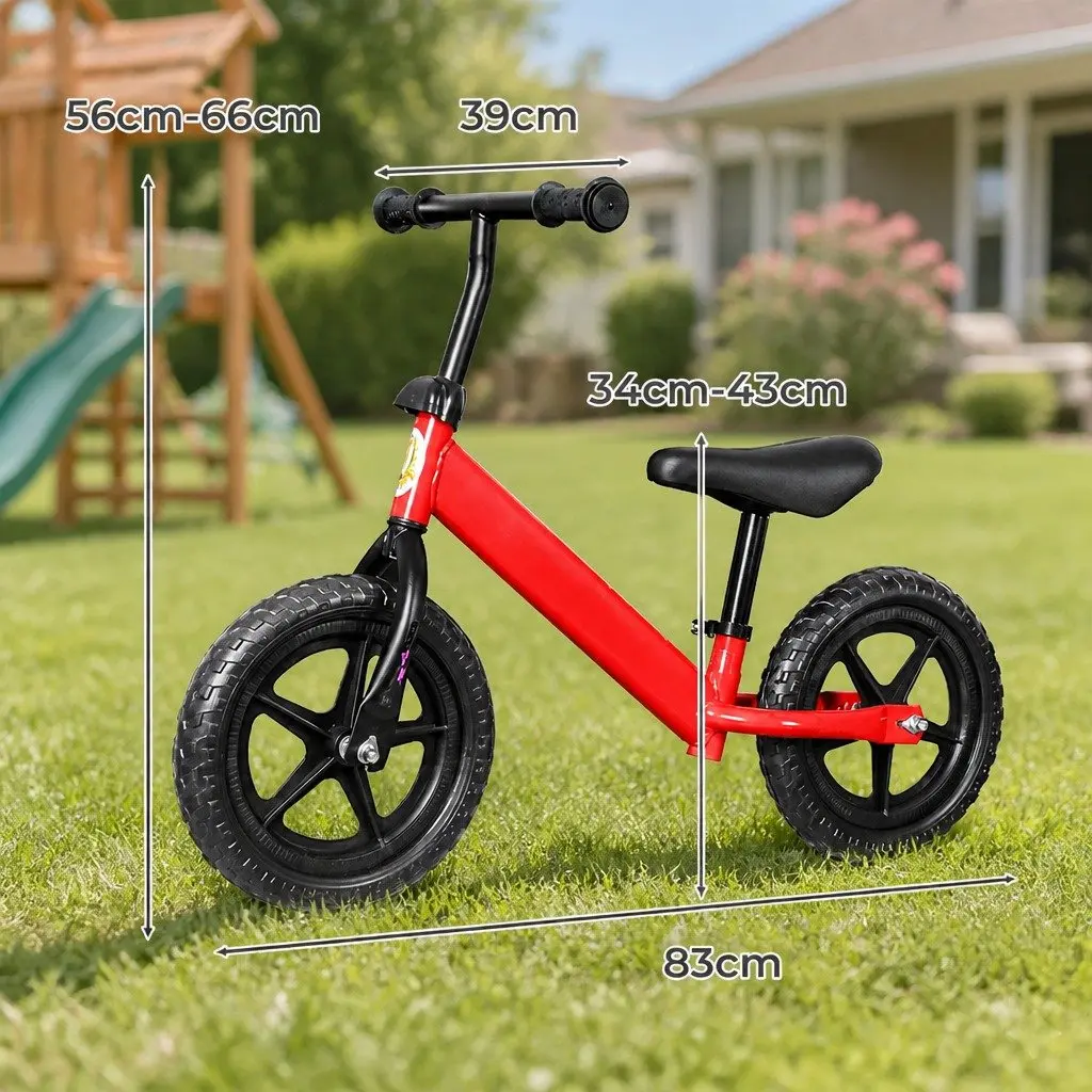 Balance Bike Carbon Steel Adjustable Seat Handlebar Lightweight Red