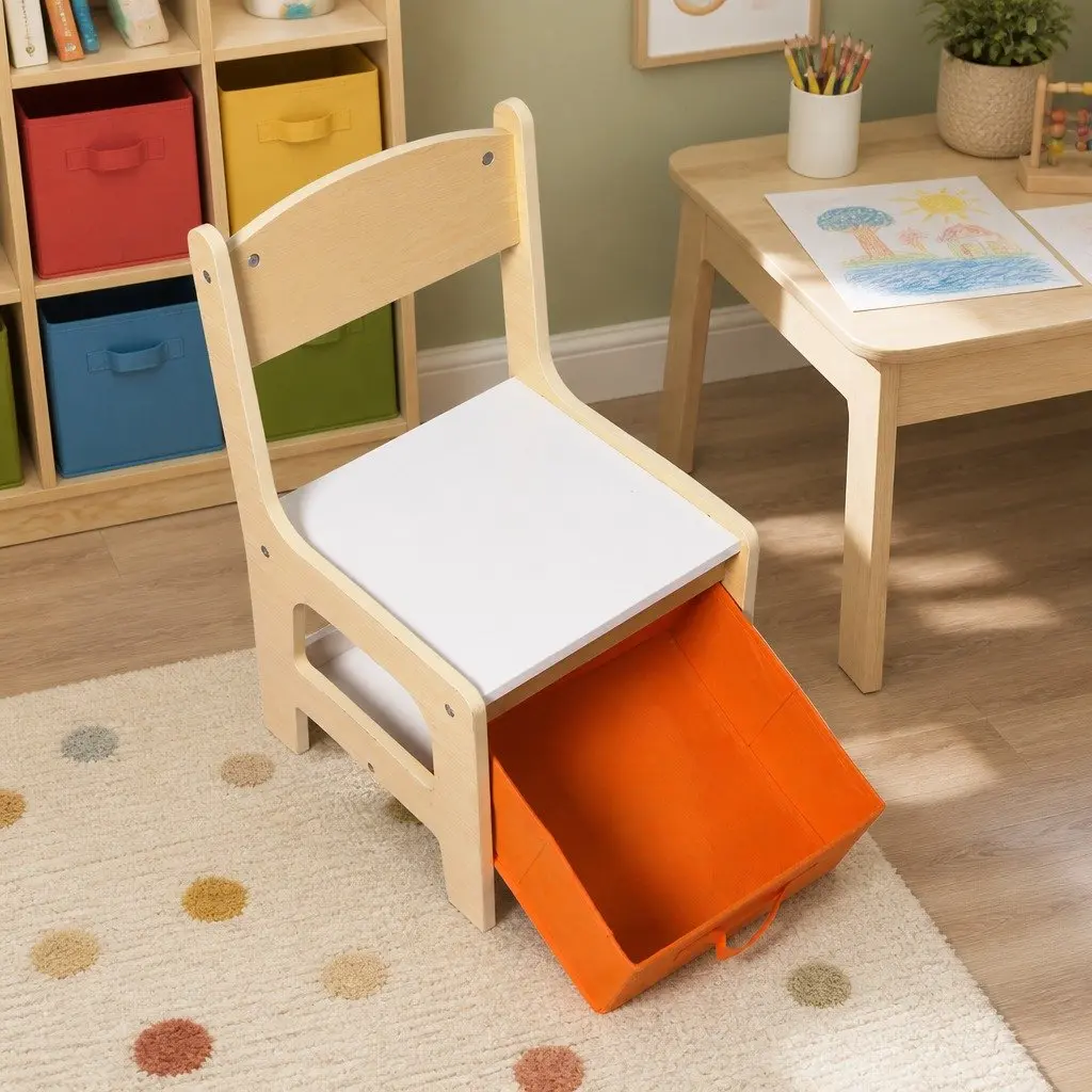 Kids Table and Chair Set with Flip-Top Blackboard