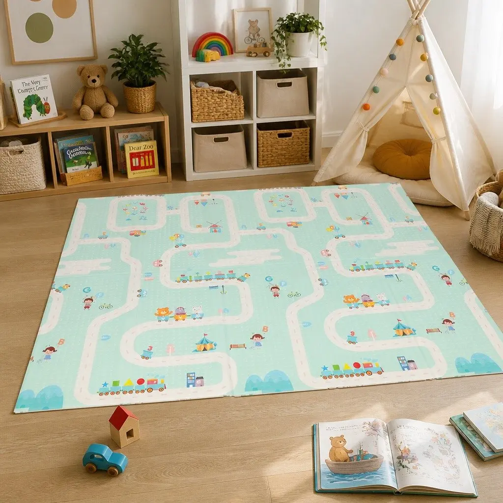 Double-Sided Kids Foam Play Mat for Crawling