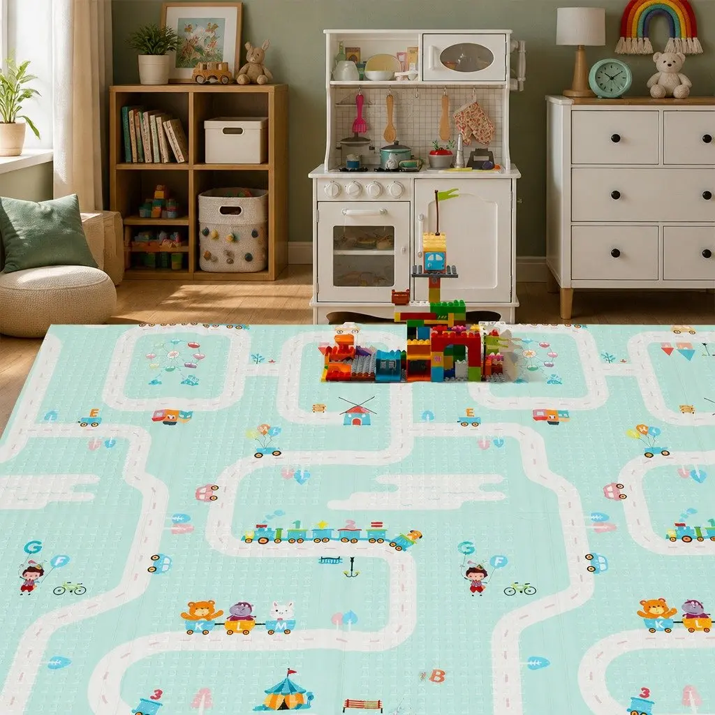Double-Sided Kids Foam Play Mat for Crawling