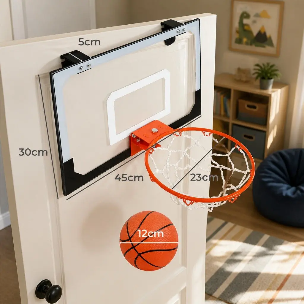 Mini Basketball Hoop Steel 45cm x 30cm White and Black