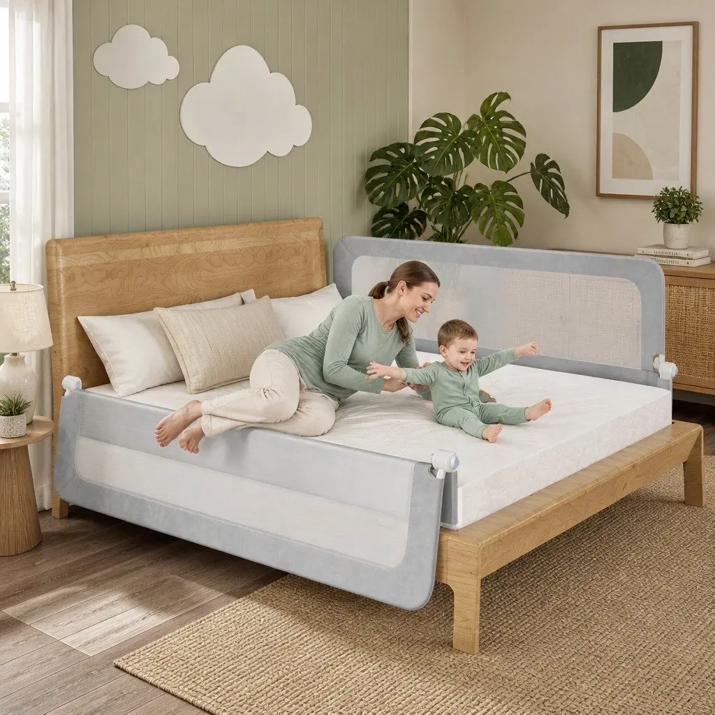Folding Adjustable Kids Bed Rail for Safety and Stability